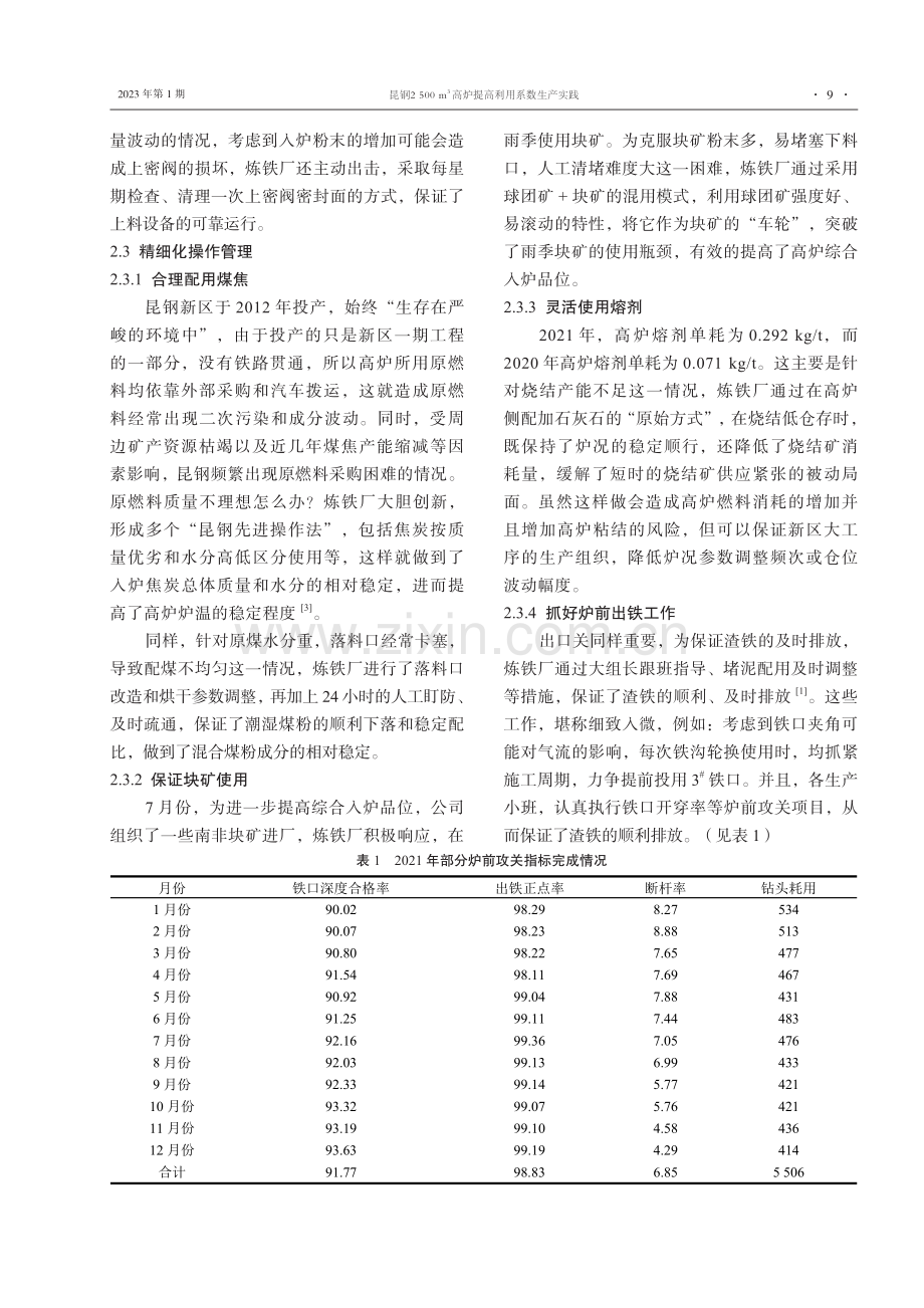 昆钢2500 m3高炉提高利用系数生产实践.pdf_第2页