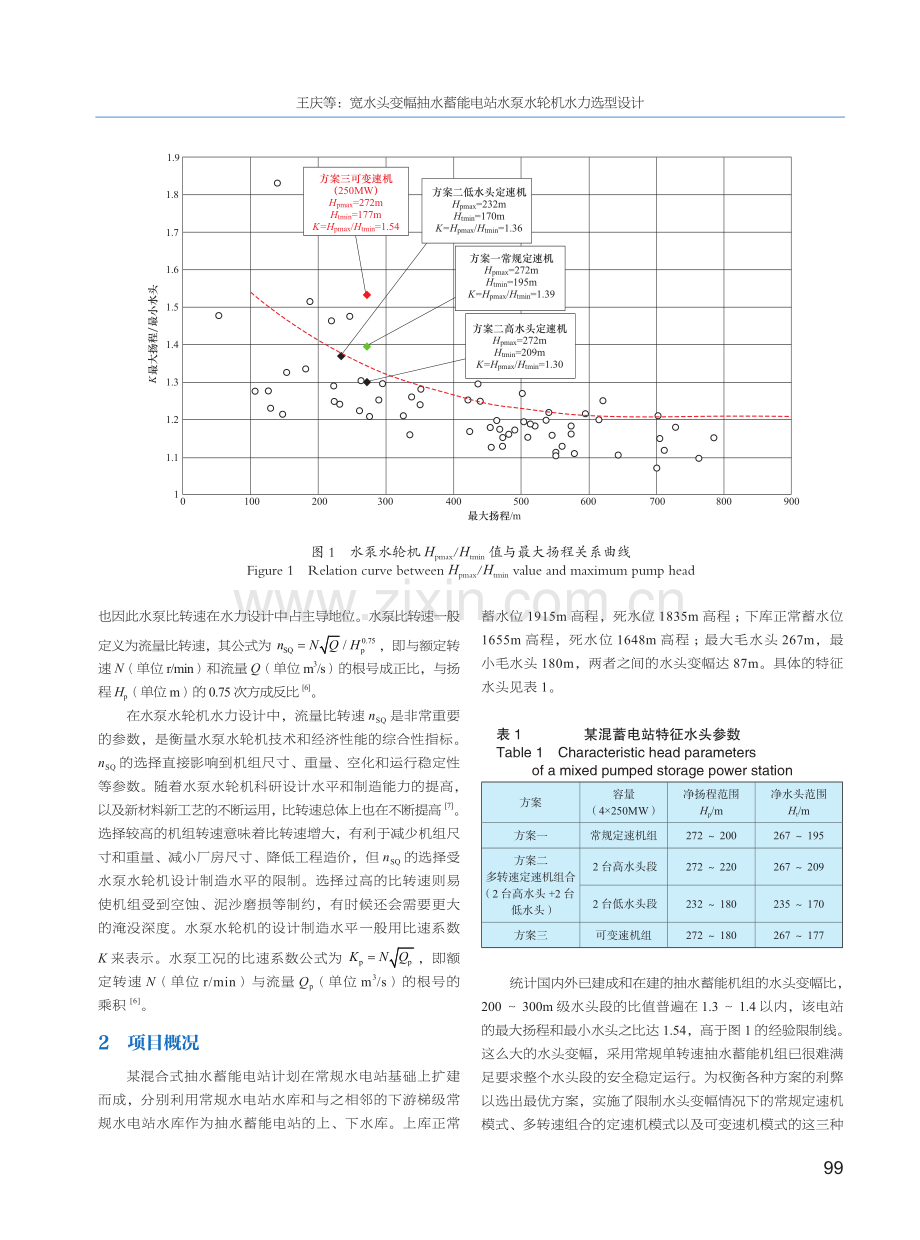 宽水头变幅抽水蓄能电站水泵水轮机水力选型设计.pdf_第2页