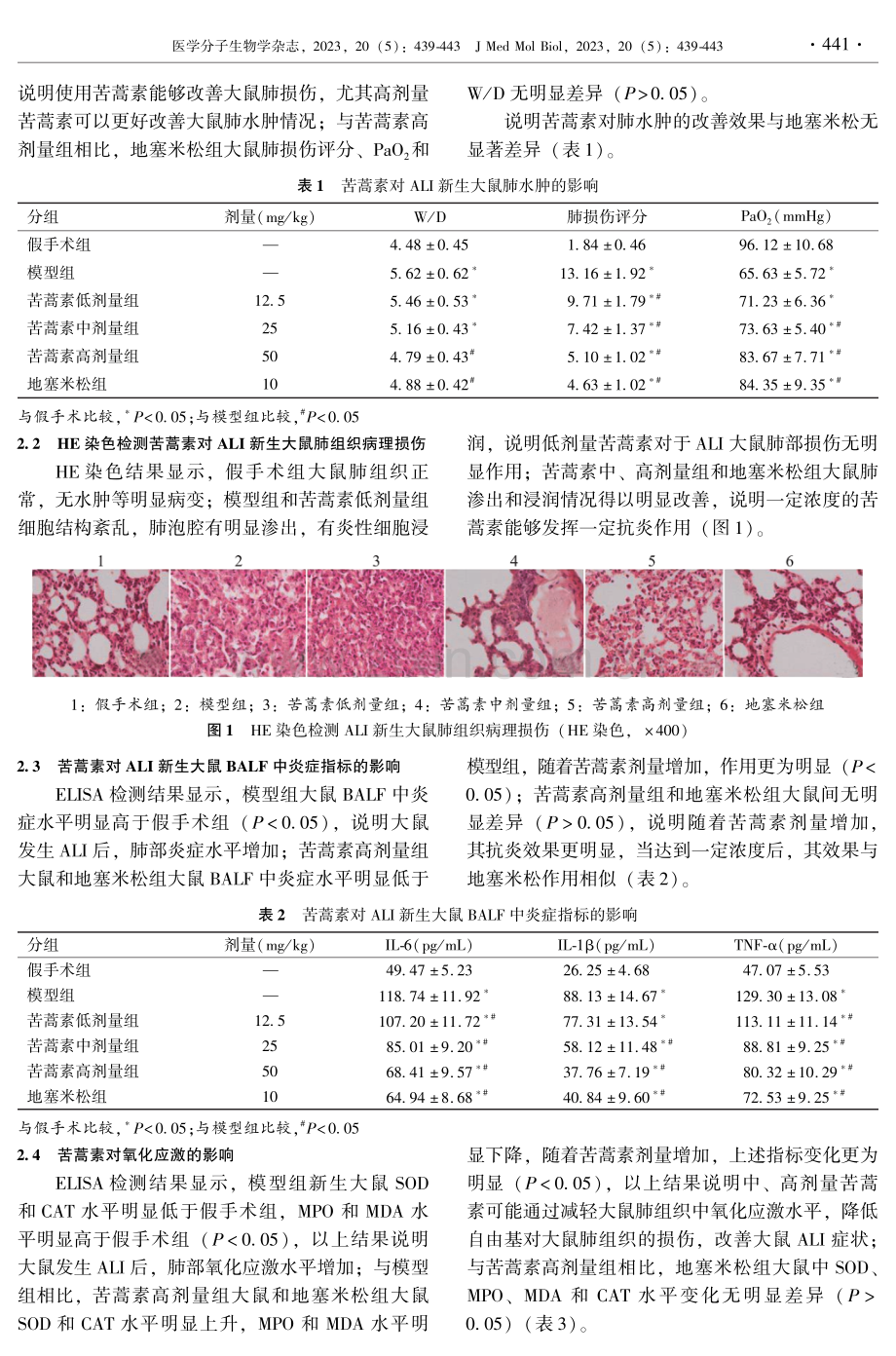 苦蒿素改善新生大鼠急性肺损伤的作用机制.pdf_第3页