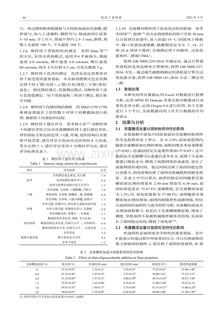 壳寡糖对面团、酥性饼干品质及抗氧化性的影响.pdf_第3页