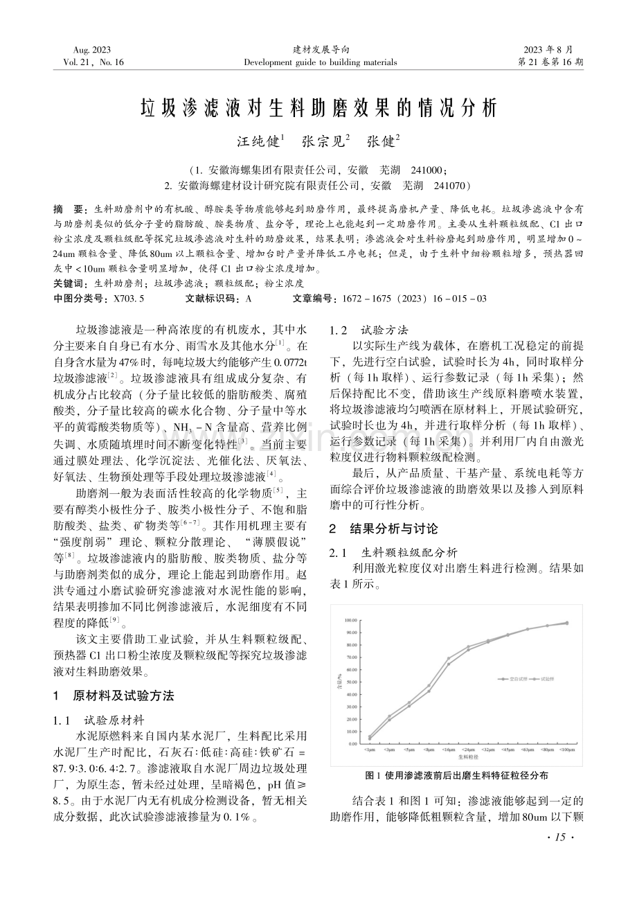 垃圾渗滤液对生料助磨效果的情况分析.pdf_第1页