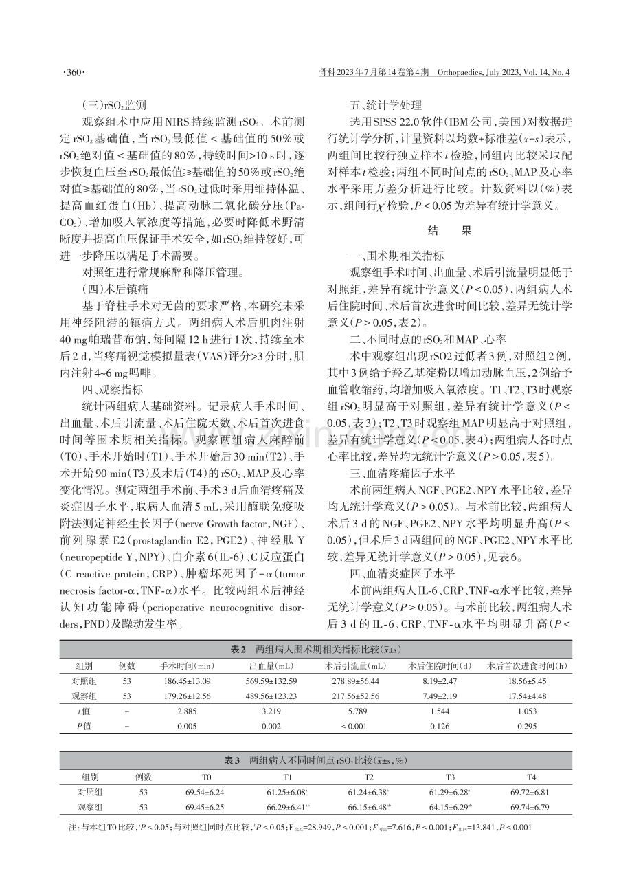 局部脑氧饱和度监测对老年高血压脊柱内固定手术围术期循环和炎症因子的影响.pdf_第3页