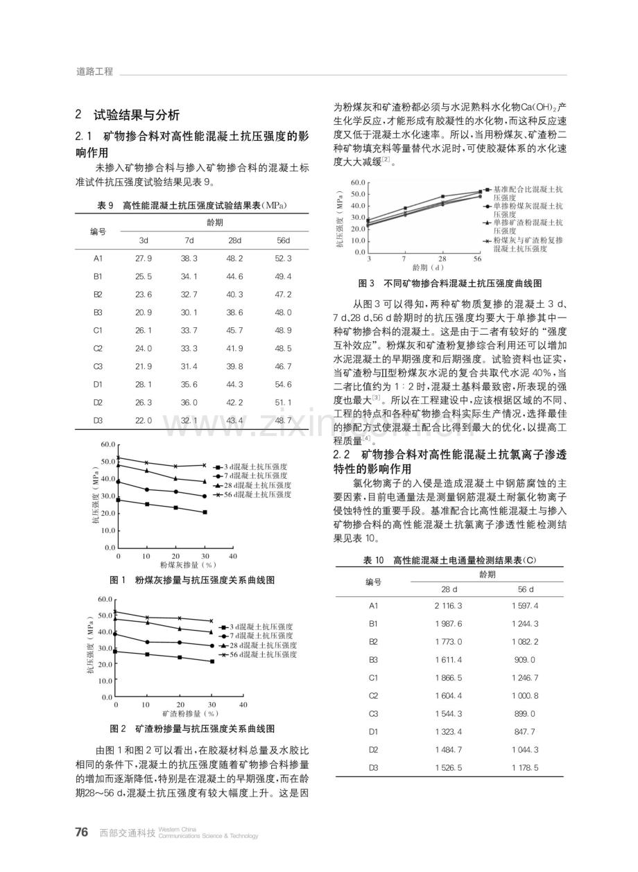 矿物掺合料对高性能混凝土性能的影响研究.pdf_第3页