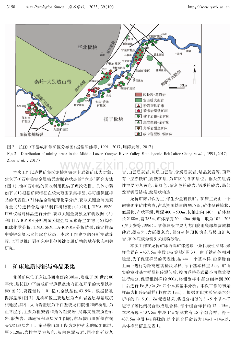 矿石中关键金属钴赋存状态研究方法流程的建立：以庐枞盆地龙桥富钴矽卡岩铁矿床为例.pdf_第3页