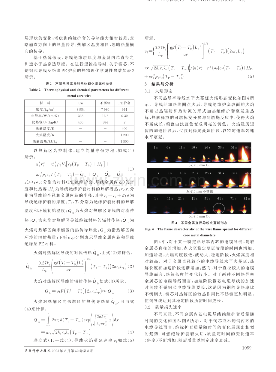 金属芯热传导效应对电缆线水平火蔓延的影响.pdf_第3页