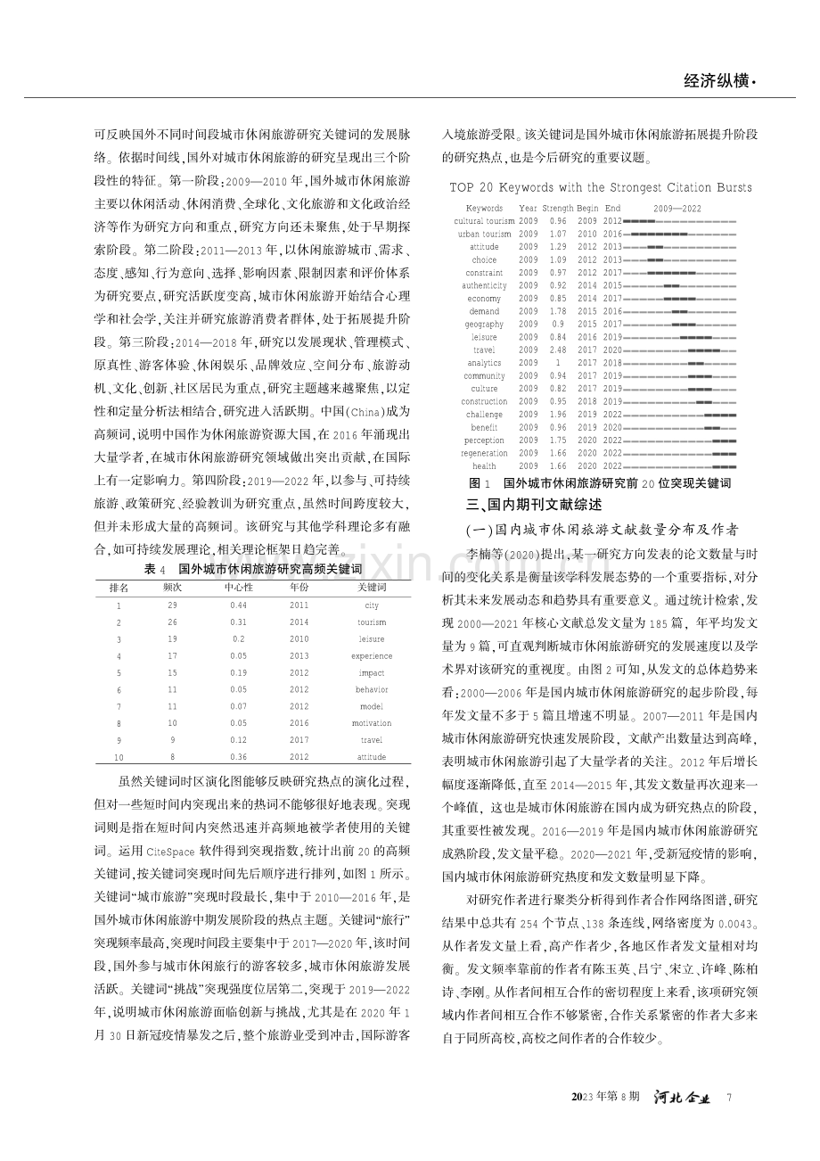 近20年国内外城市休闲旅游综述——基于CiteSpace的可视化分析.pdf_第3页