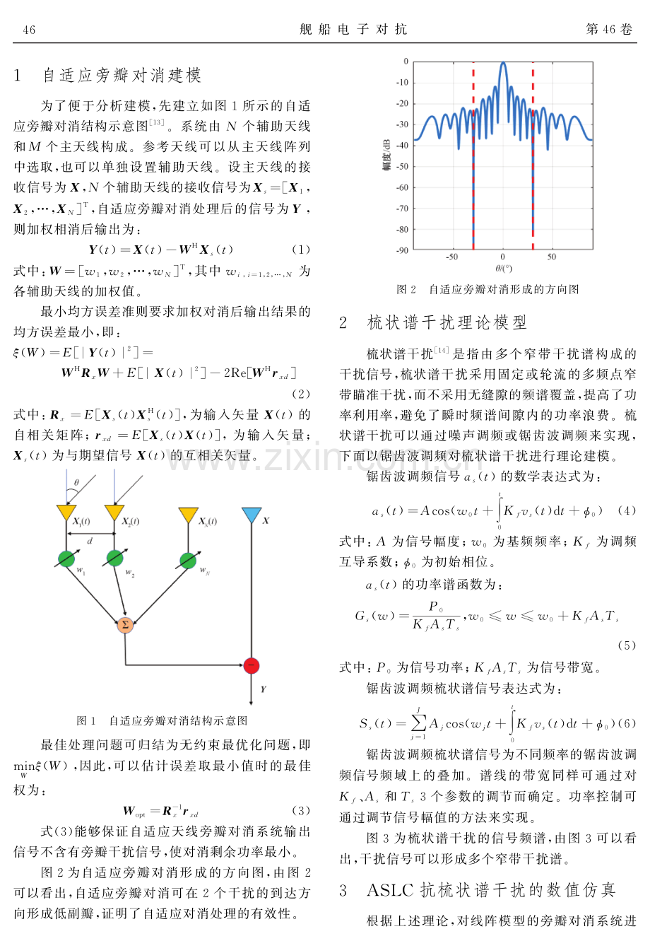 雷达自适应旁瓣对消抗梳状谱干扰仿真研究.pdf_第2页