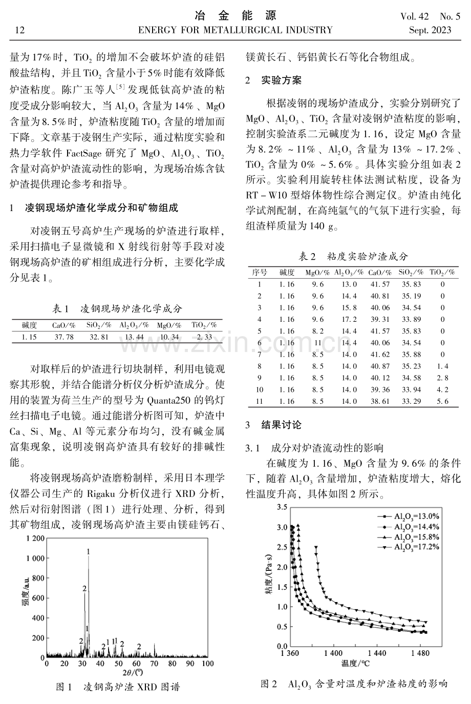 凌钢高炉炉渣流动性能优化研究.pdf_第2页