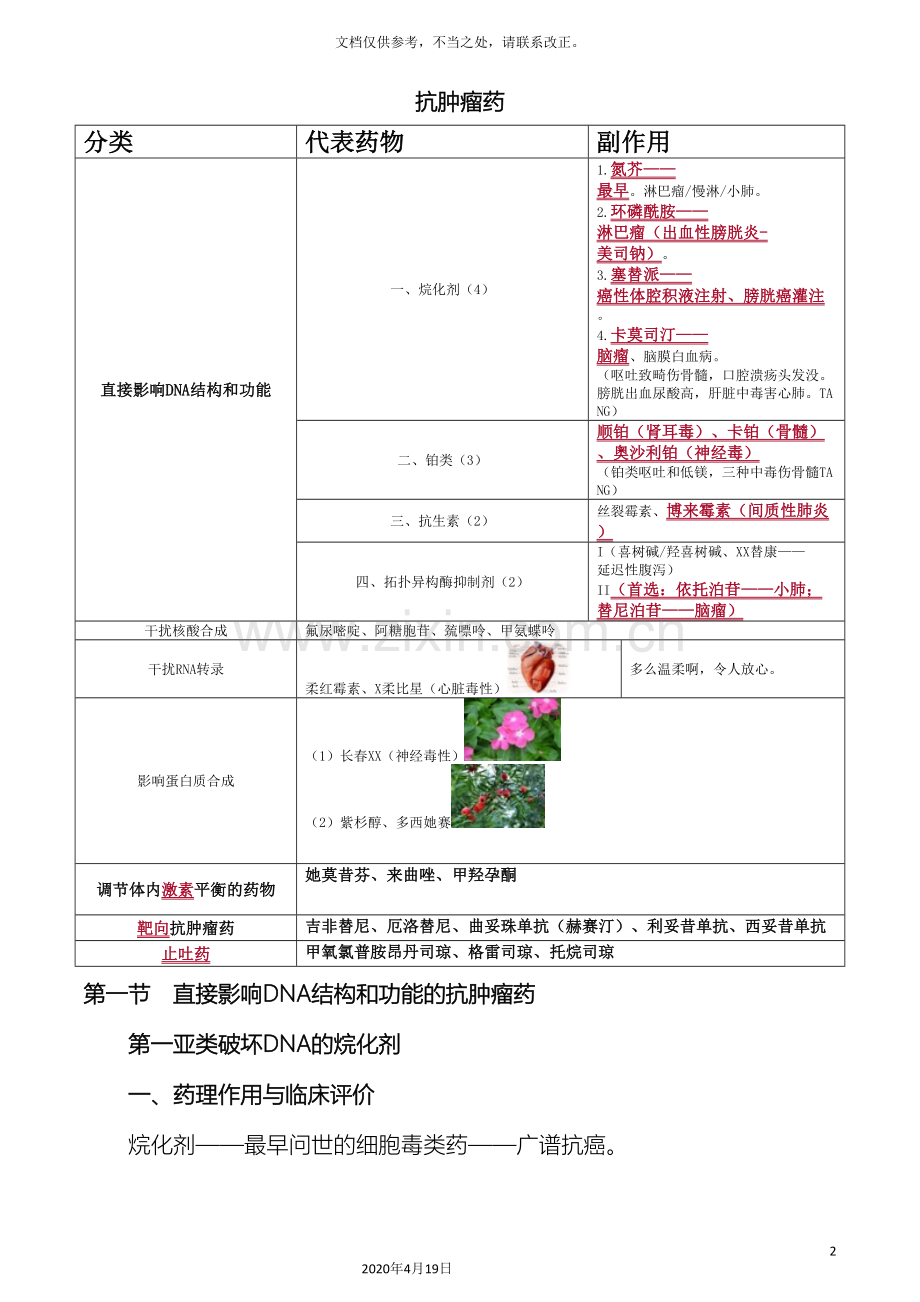 抗肿瘤药物的分类及用药注意事项.doc_第2页