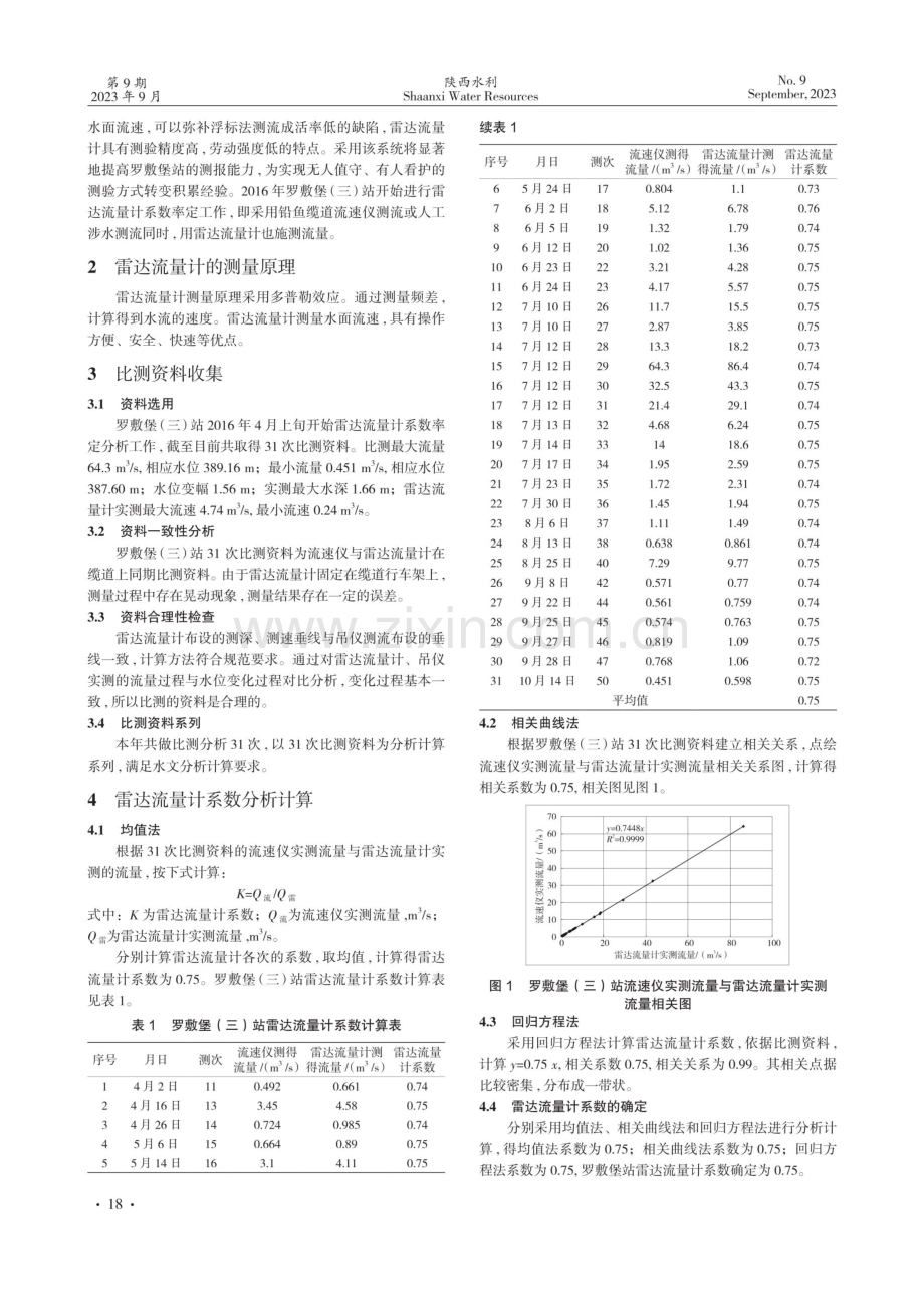 罗敷河罗敷堡水文站雷达流量计系数分析.pdf_第2页