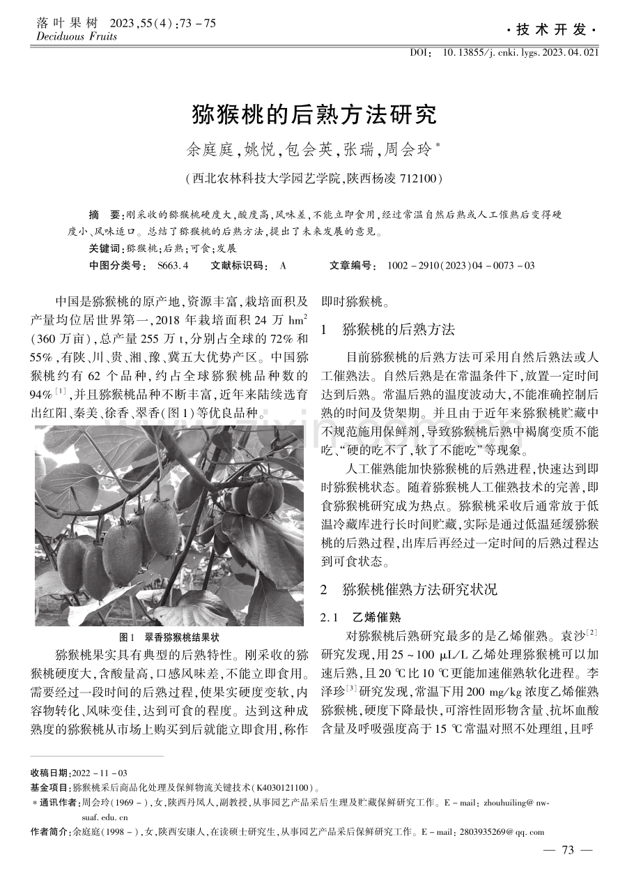 猕猴桃的后熟方法研究.pdf_第1页