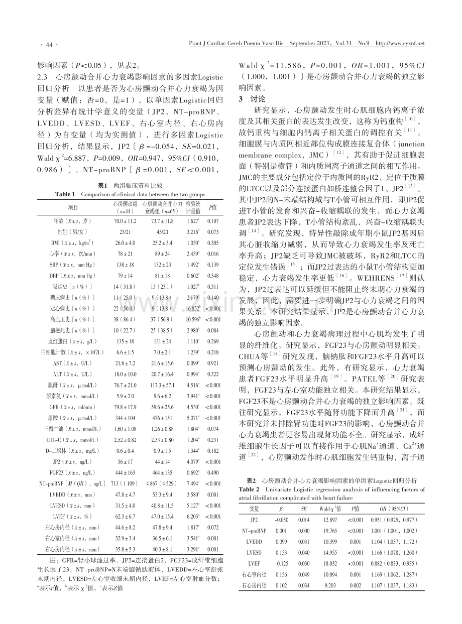 连接蛋白2和成纤维细胞生长因子23与心房颤动合并心力衰竭的关系研究.pdf_第3页