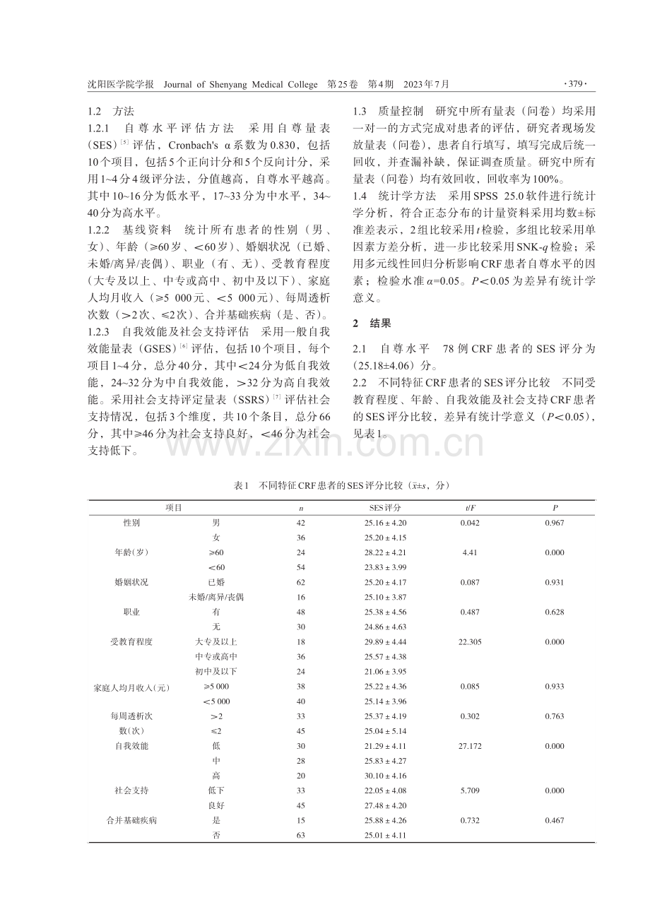 慢性肾功能衰竭患者自尊水平及其相关影响因素分析.pdf_第2页