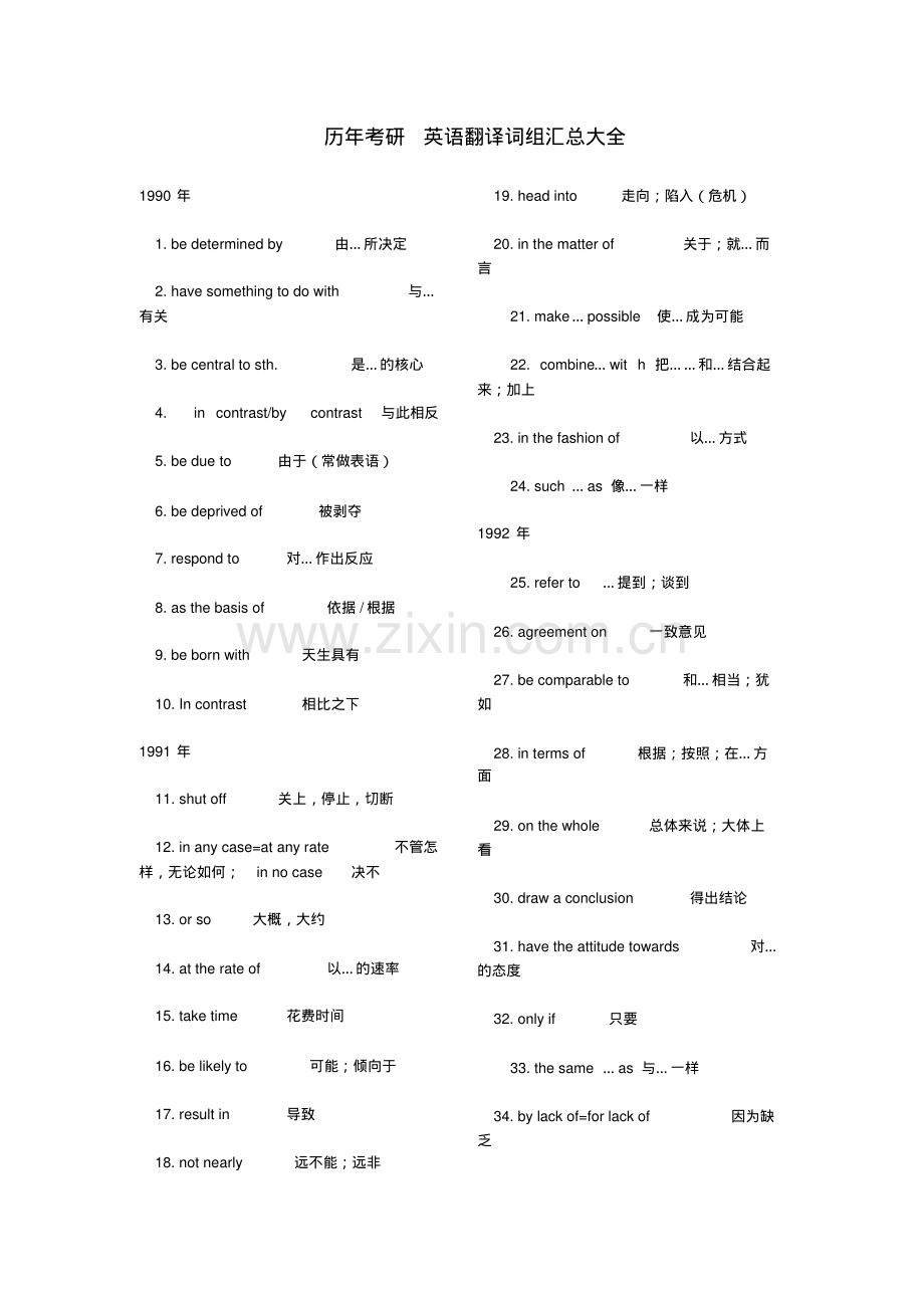 历年考研英语翻译词组汇总.pdf.pdf_第1页