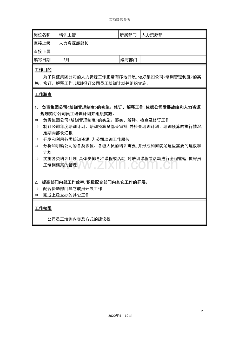 人力资源部培训主管岗位职责.doc_第2页