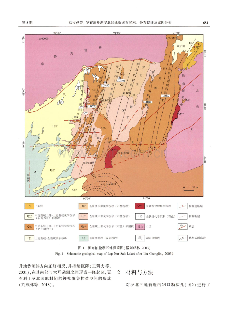 罗布泊盐湖罗北凹地杂卤石沉积、分布特征及成因分析.pdf_第3页