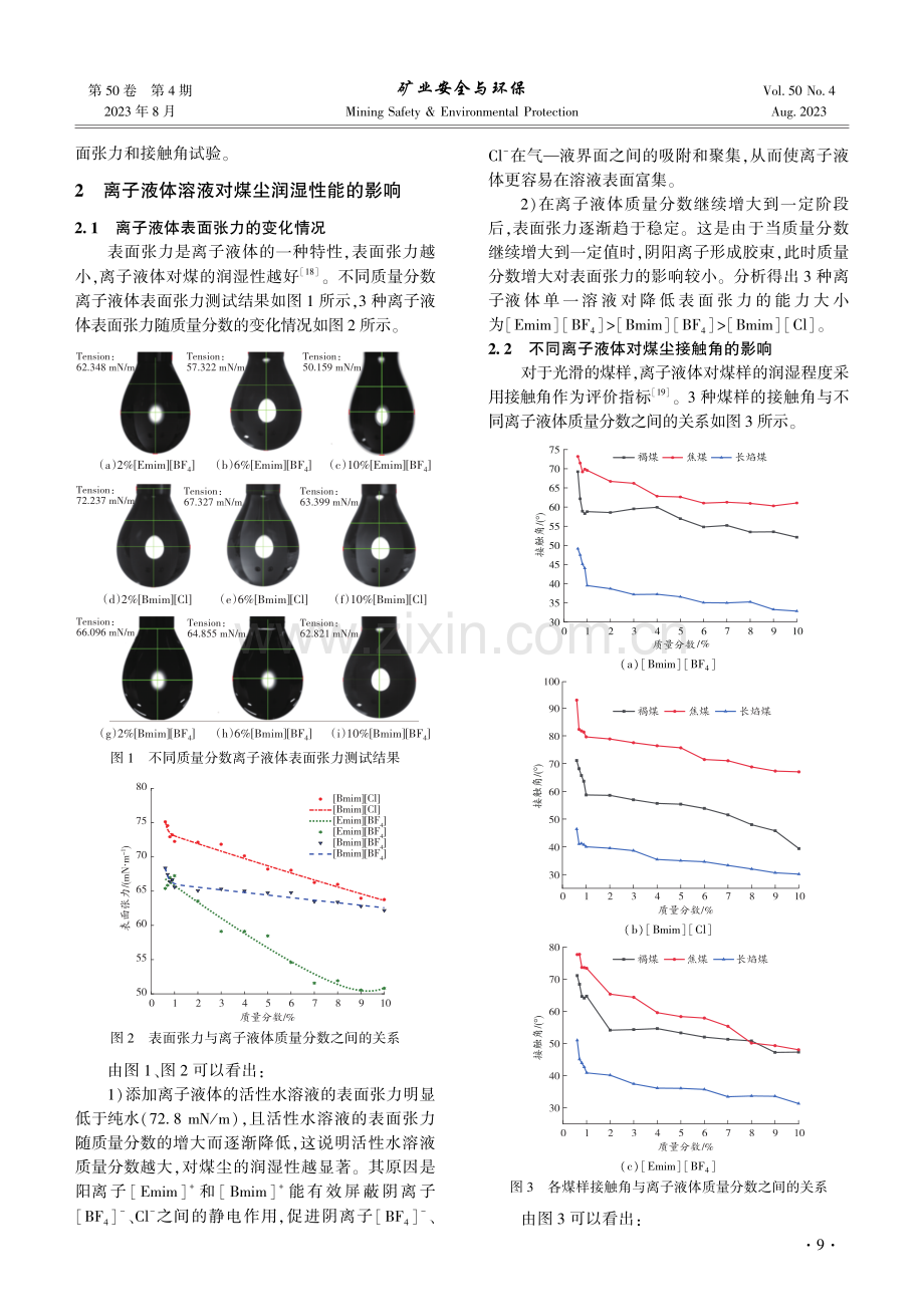 离子液体对煤尘表面润湿性能影响的试验研究.pdf_第3页