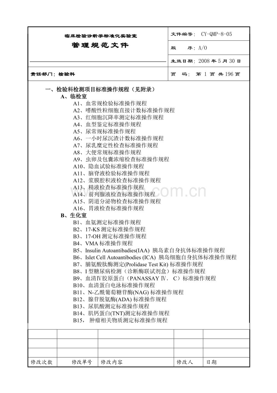 临床检验标准化实验室完整SOP程序文件.doc_第1页