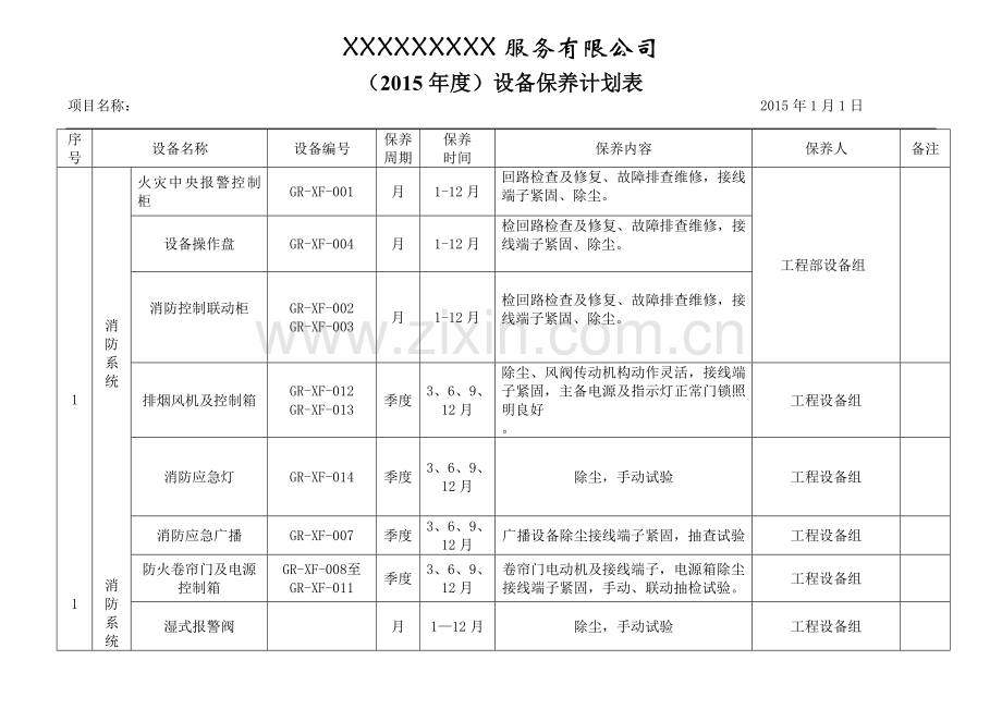 设备保养计划表.doc_第1页