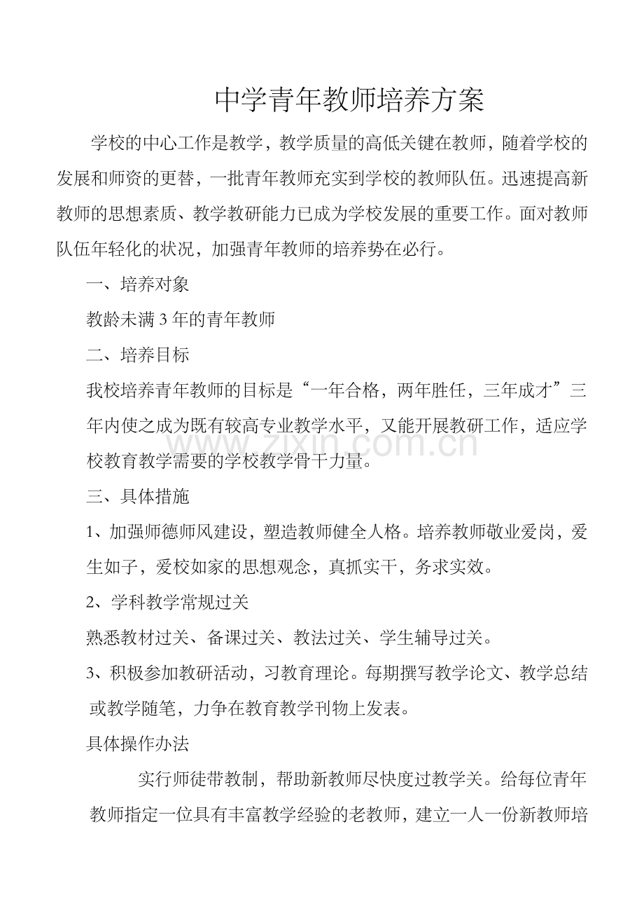 中学青年教师培养方案.doc_第1页