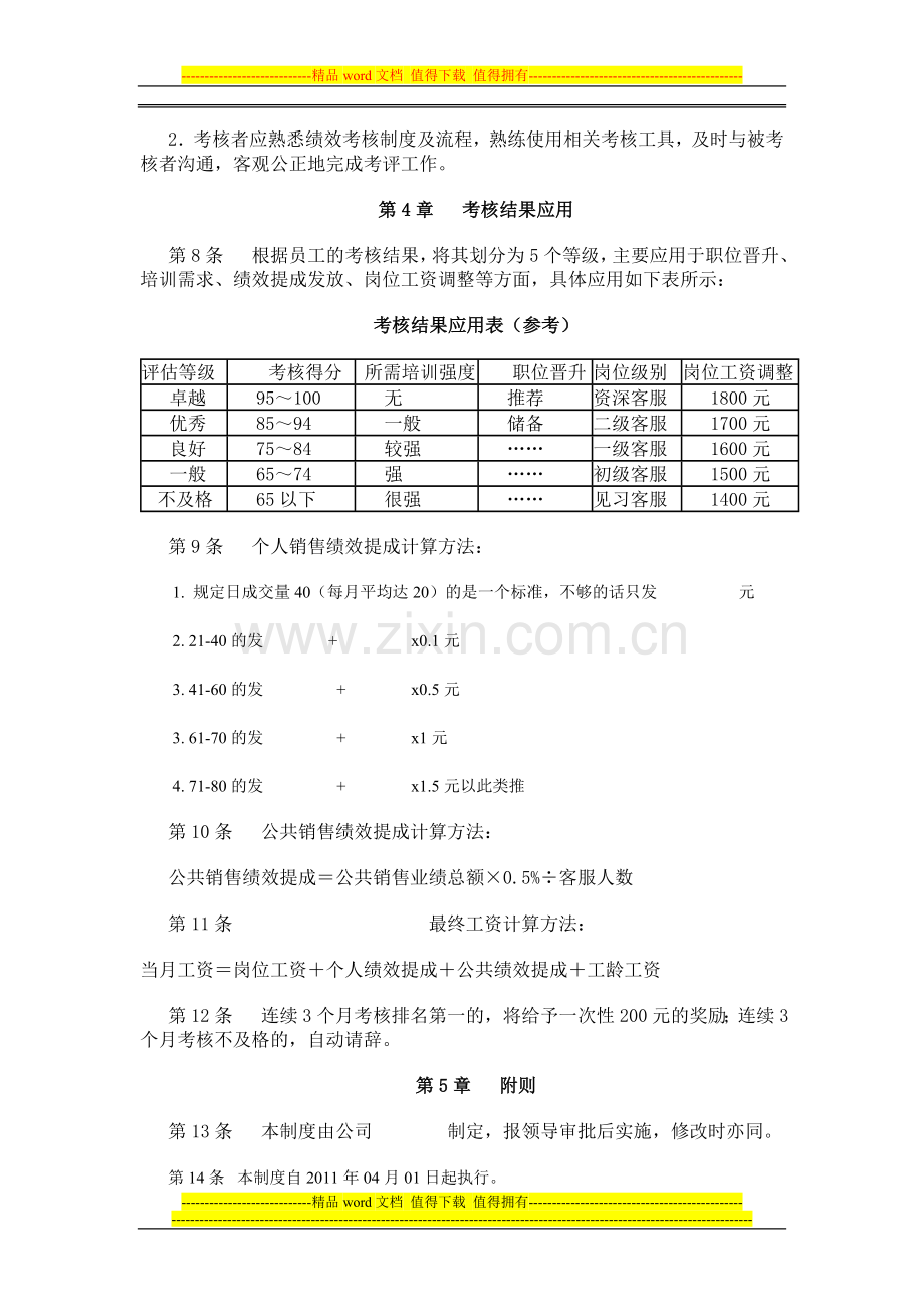 淘宝客服人员绩效考核管理办法x.doc_第2页