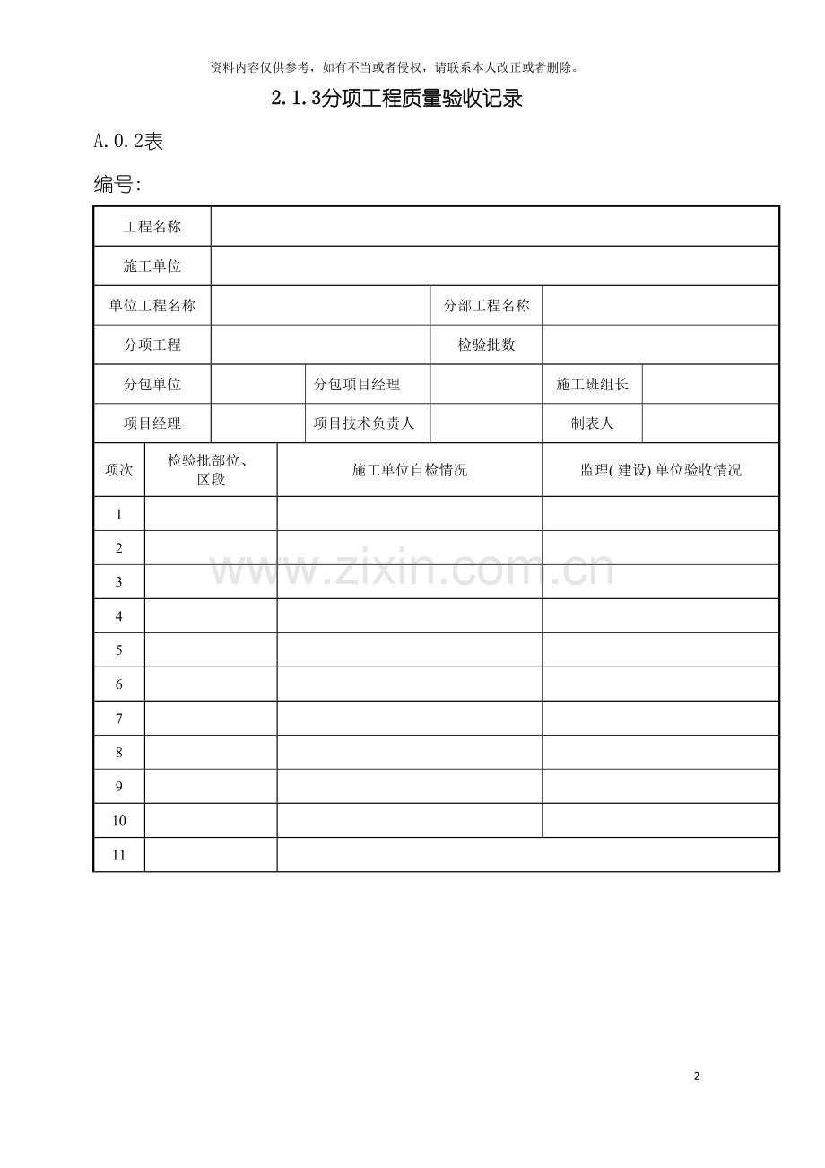 市政道路工程资料表格全套模板.doc_第2页