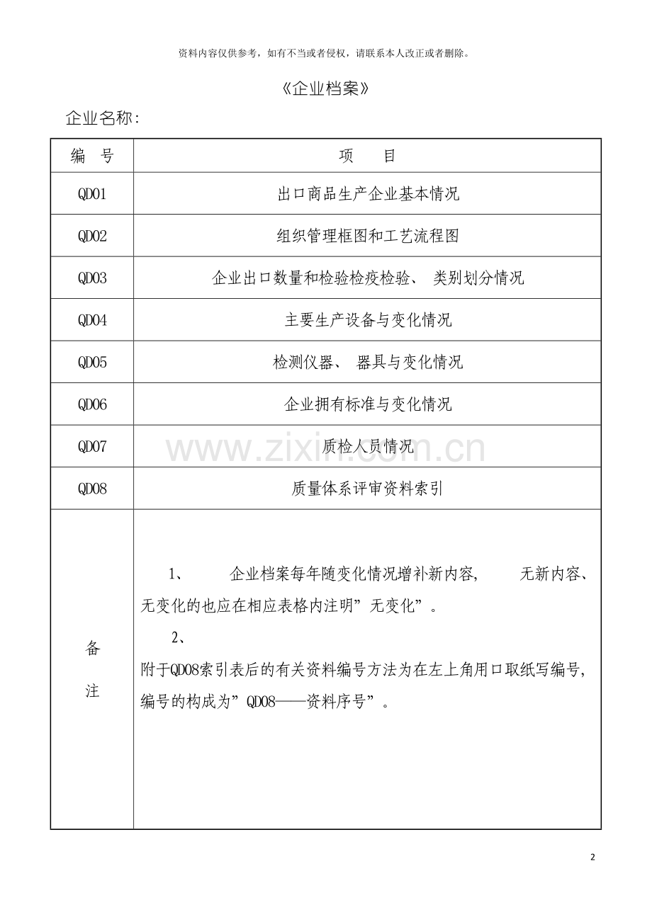 企业档案表模板.doc_第2页