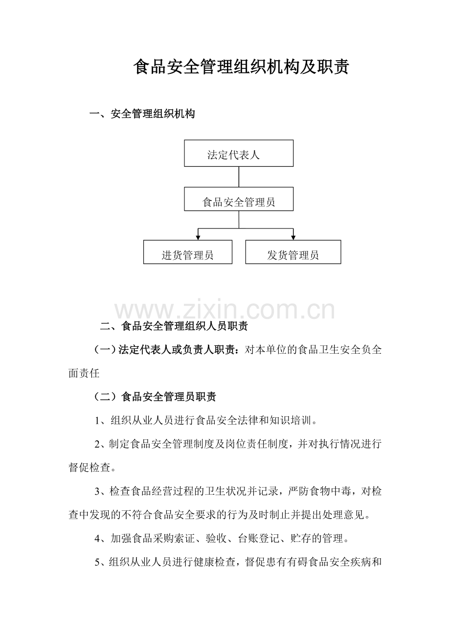 食品安全管理组织机构及岗位职责.doc_第1页