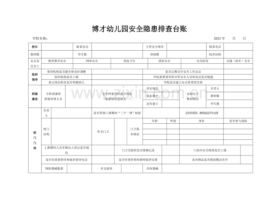 中小学幼儿园安全隐患排查台账.doc_第1页