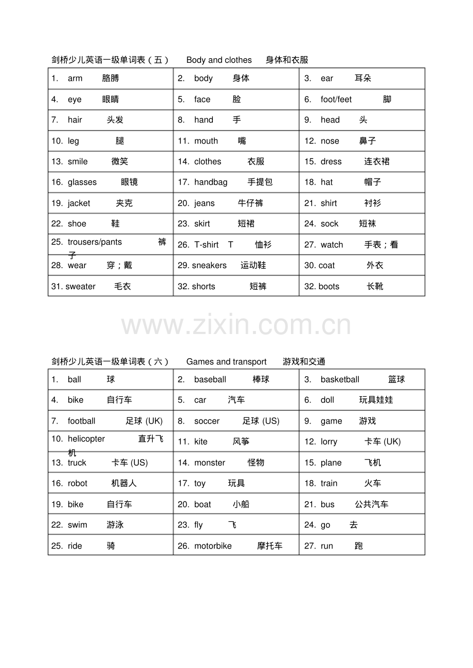 剑桥少儿英语一级单词表.pdf.pdf_第3页