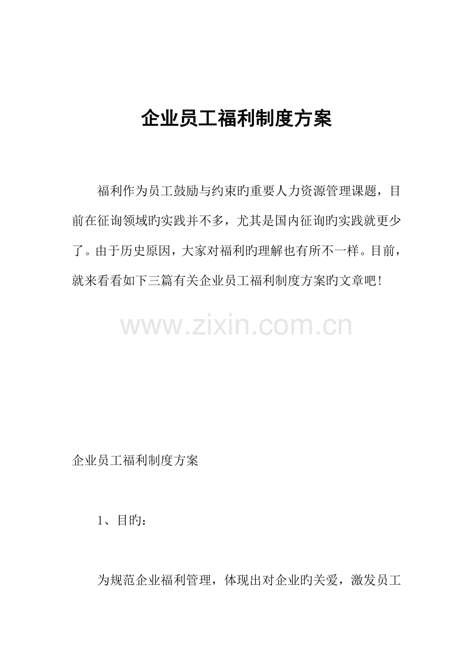 公司员工福利制度方案.docx_第1页