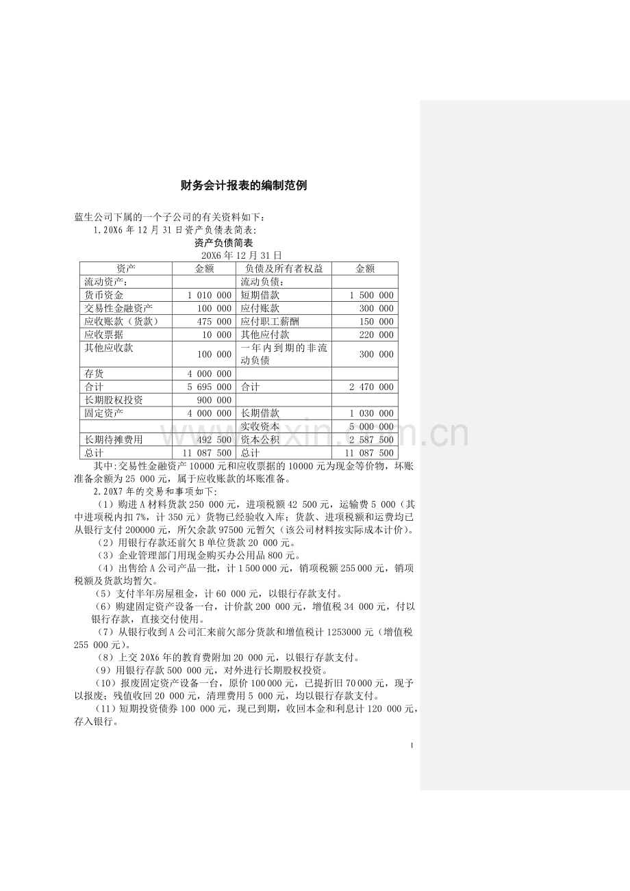 财务会计报表的编制范例.doc_第1页