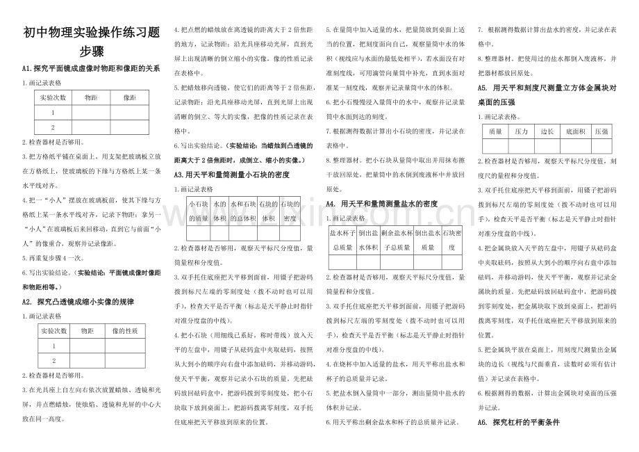 初中物理实验操作步骤.doc_第1页