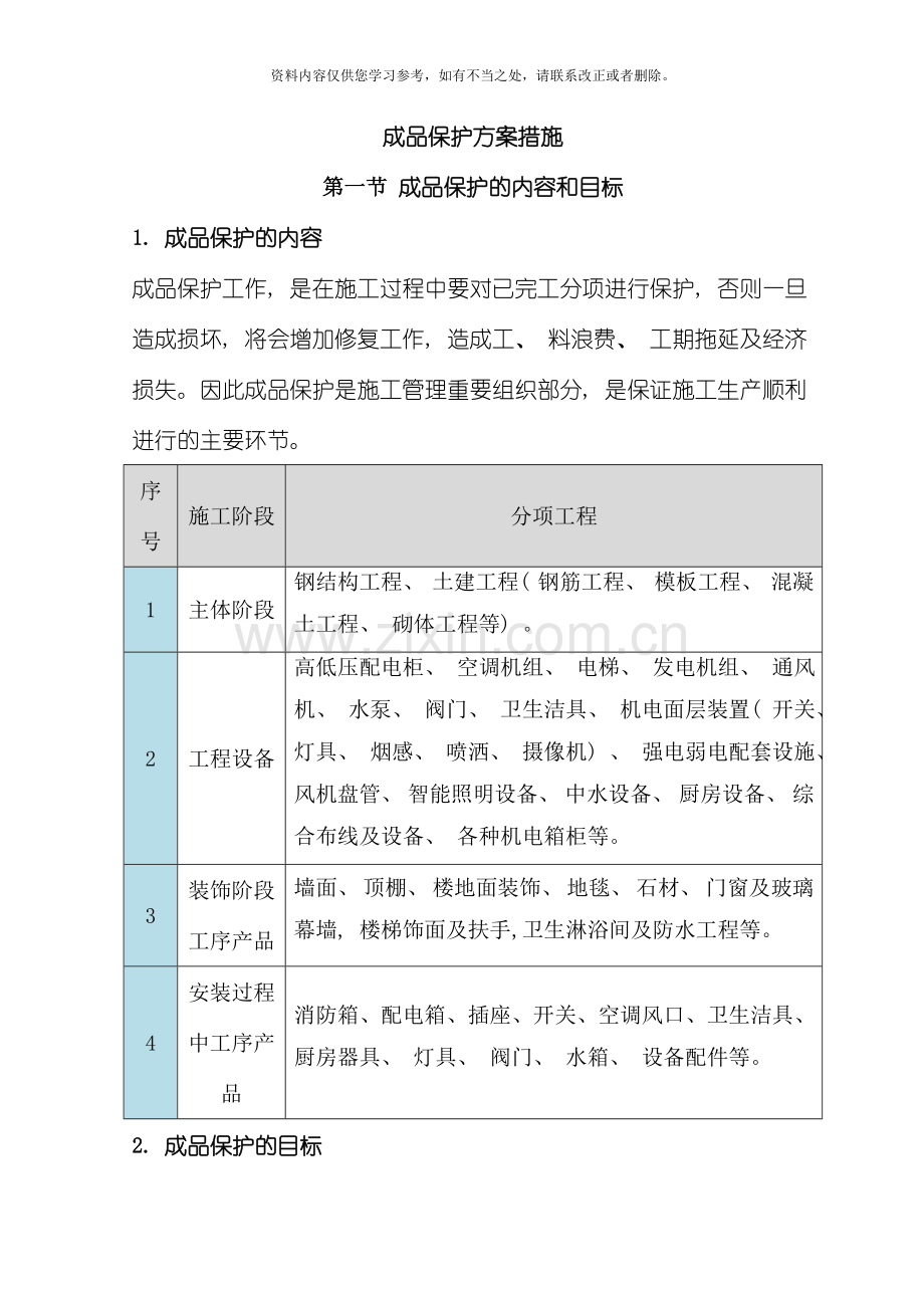 成品保护方案及措施样本.doc_第2页