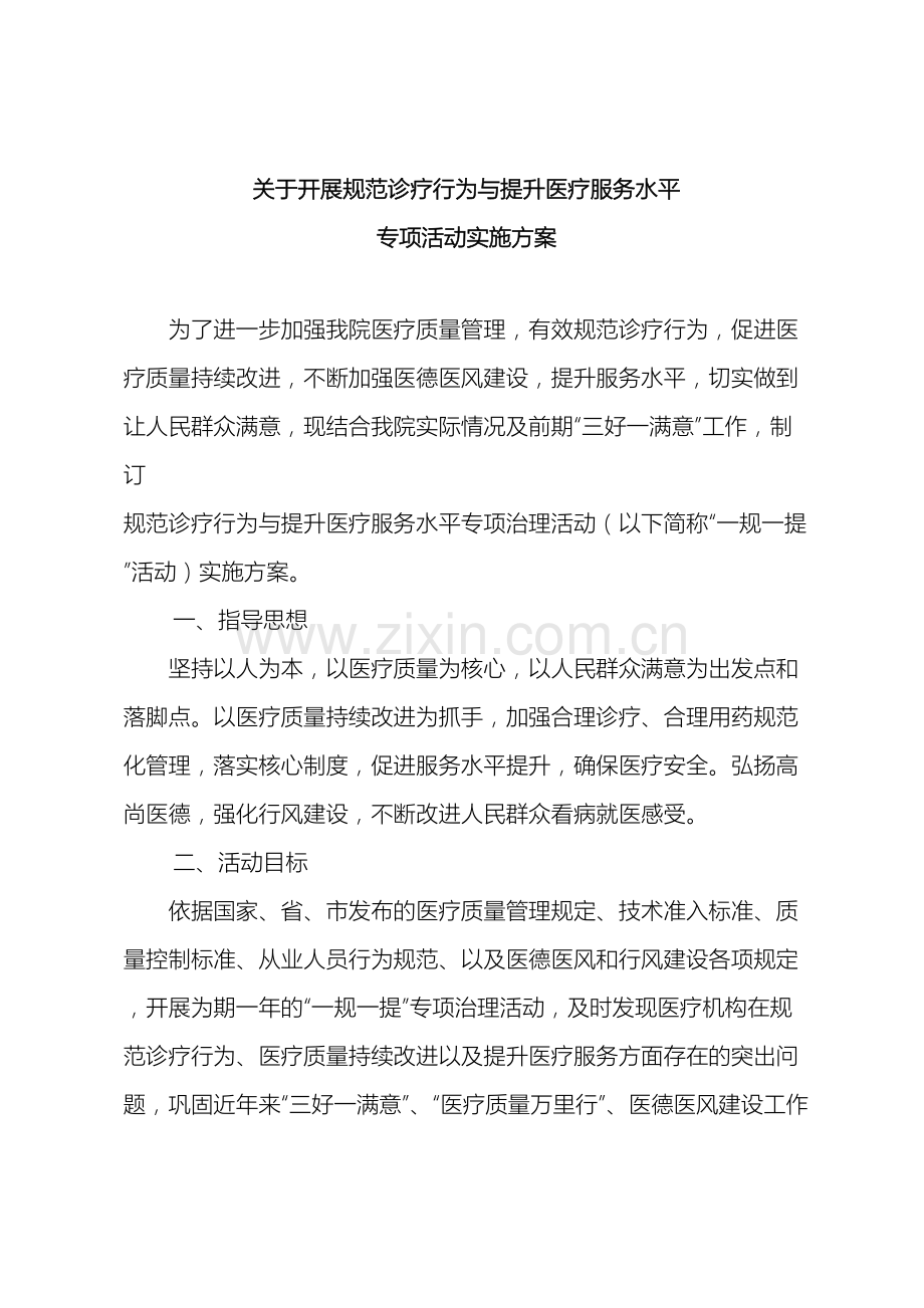 医院规范诊疗行为与提升医疗服务水平专项活动实施方案.doc_第2页