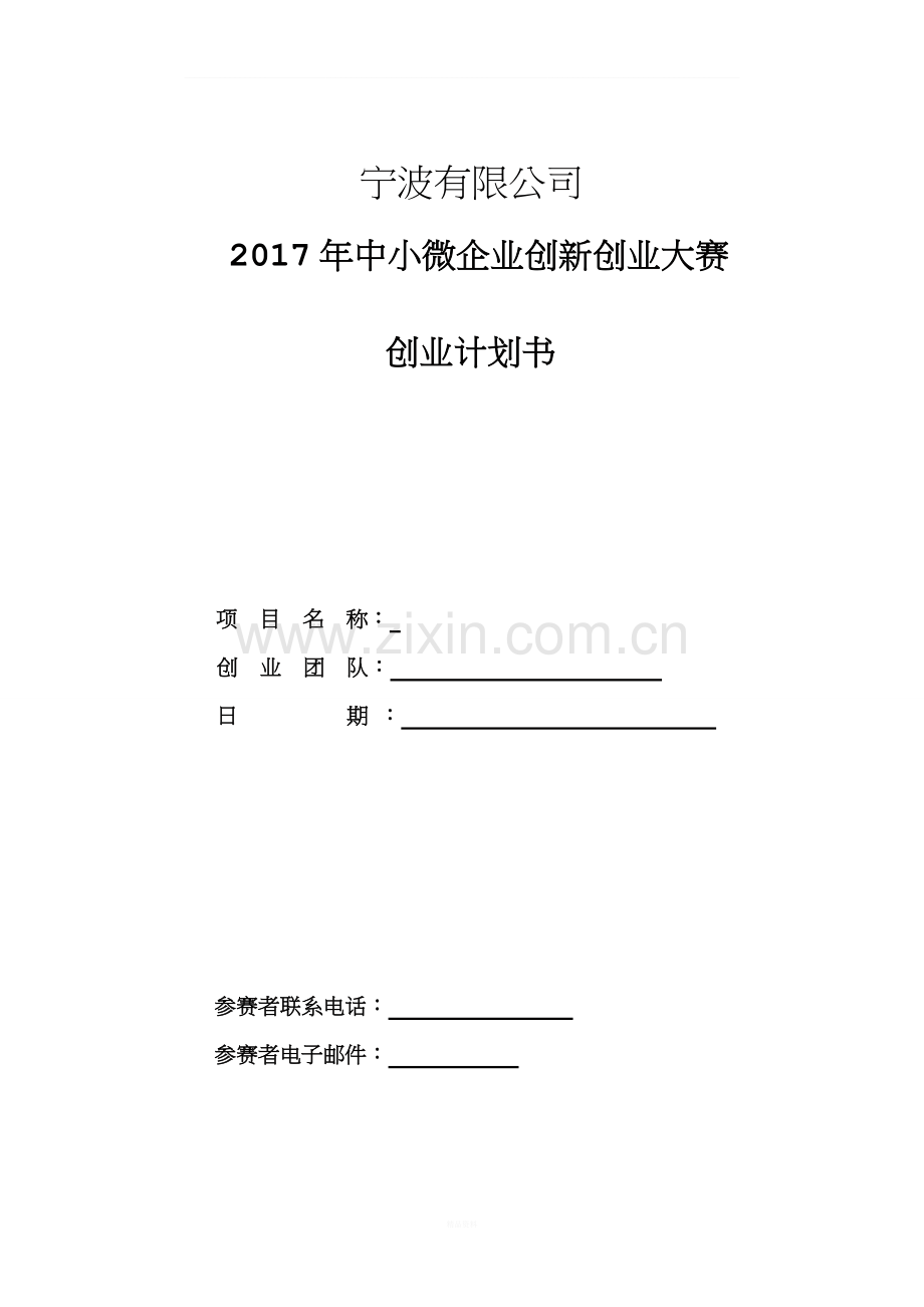 创业计划书(宁波1有限公司).doc_第1页