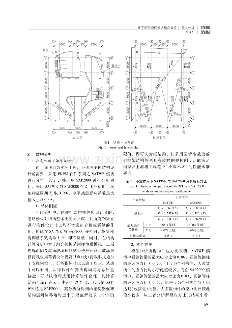 某不规则钢框架结构及其梁-柱节点分析.pdf_第2页