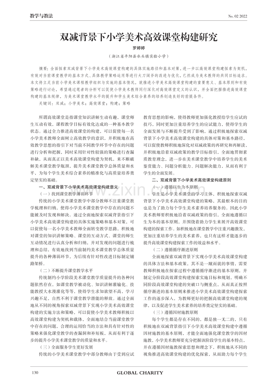 双减背景下小学美术高效课堂构建研究.pdf_第1页