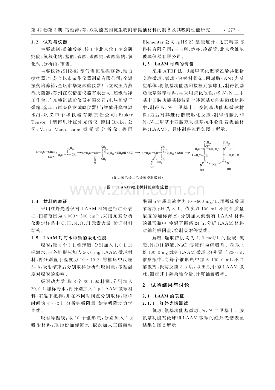 双功能基团抗生物附着提铀材料的制备及其吸附性能研究_宿延涛.pdf_第2页