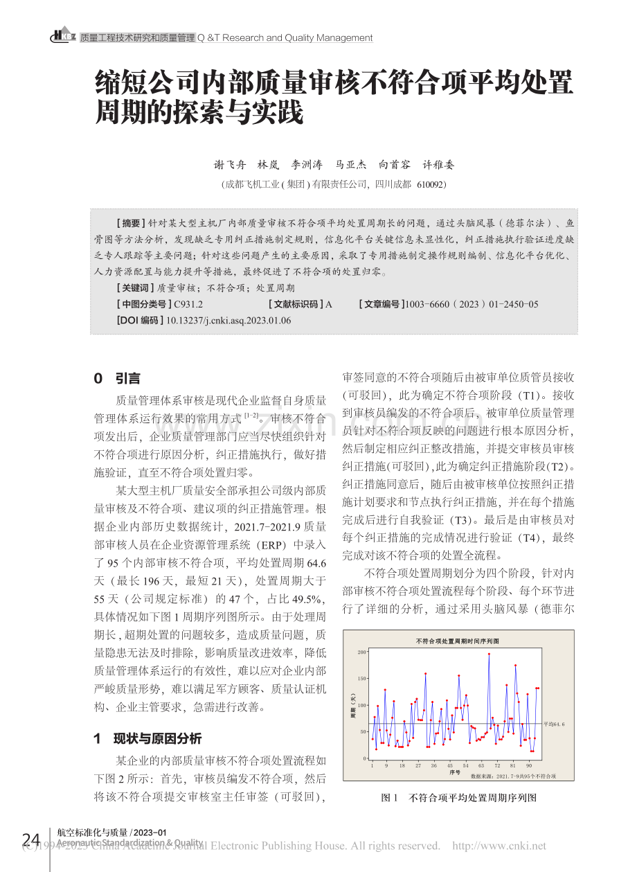 缩短公司内部质量审核不符合项平均处置周期的探索与实践_谢飞舟.pdf_第1页