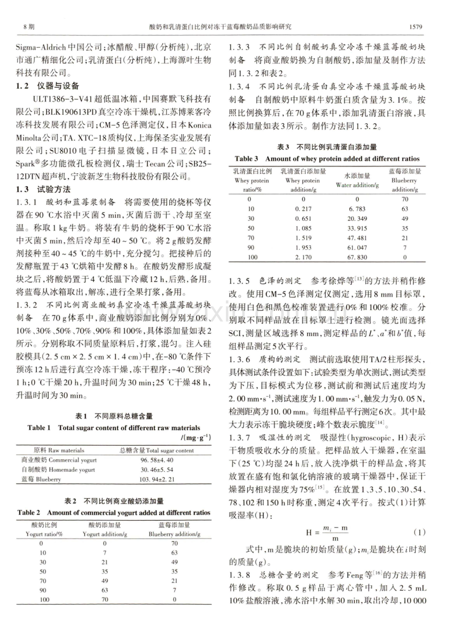 酸奶和乳清蛋白比例对冻干蓝莓酸奶品质影响研究.pdf_第2页