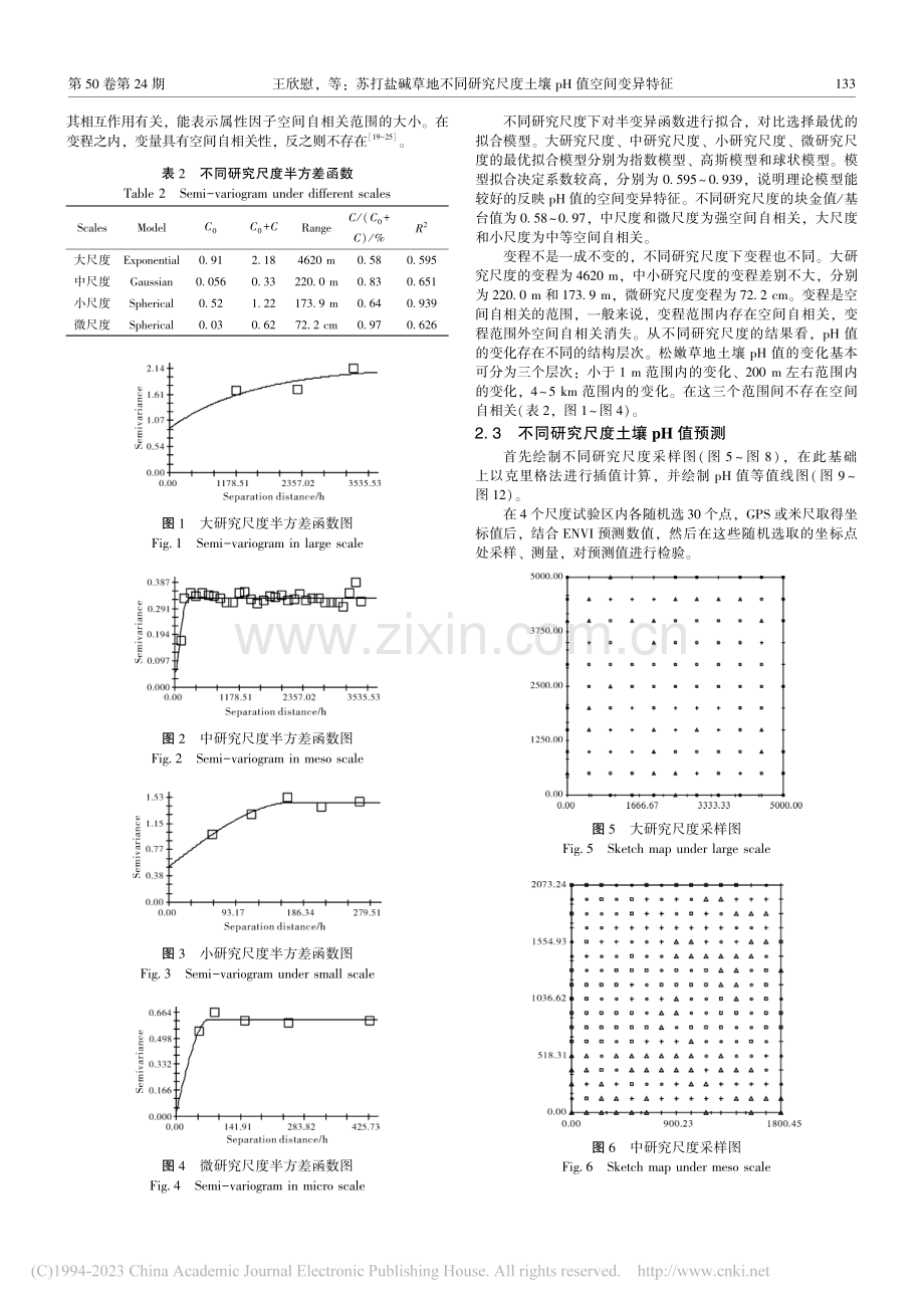 苏打盐碱草地不同研究尺度土壤pH值空间变异特征_王欣慰.pdf_第3页