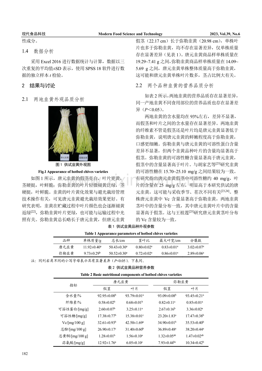 四川唐元韭黄和云南弥勒韭黄的品质比较分析_唐月明.pdf_第3页