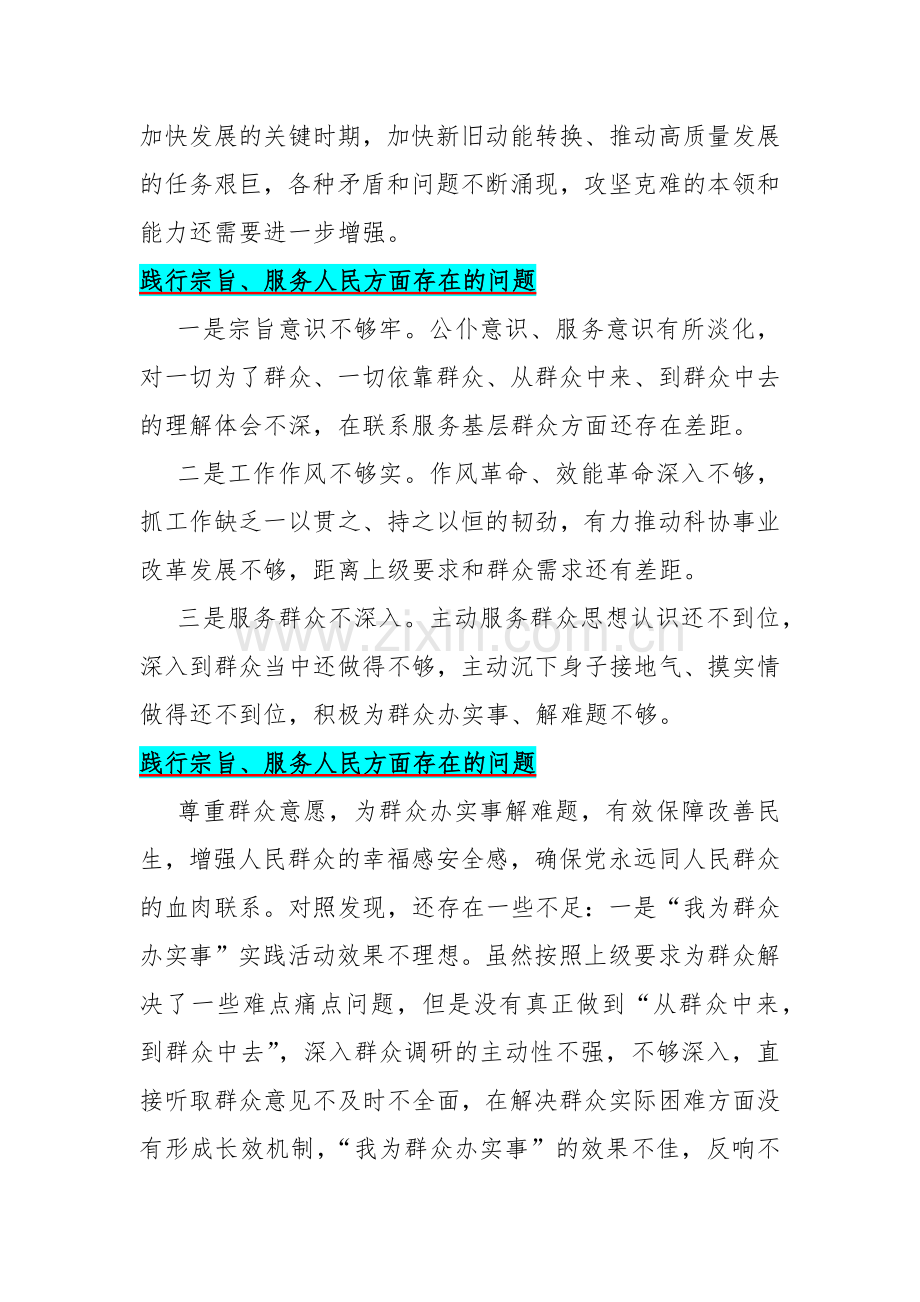 2024年围绕“践行宗旨、服务人民履行全面从严治党政治责任2个方面”存在的问题清单50条汇编【供参考】.docx_第2页