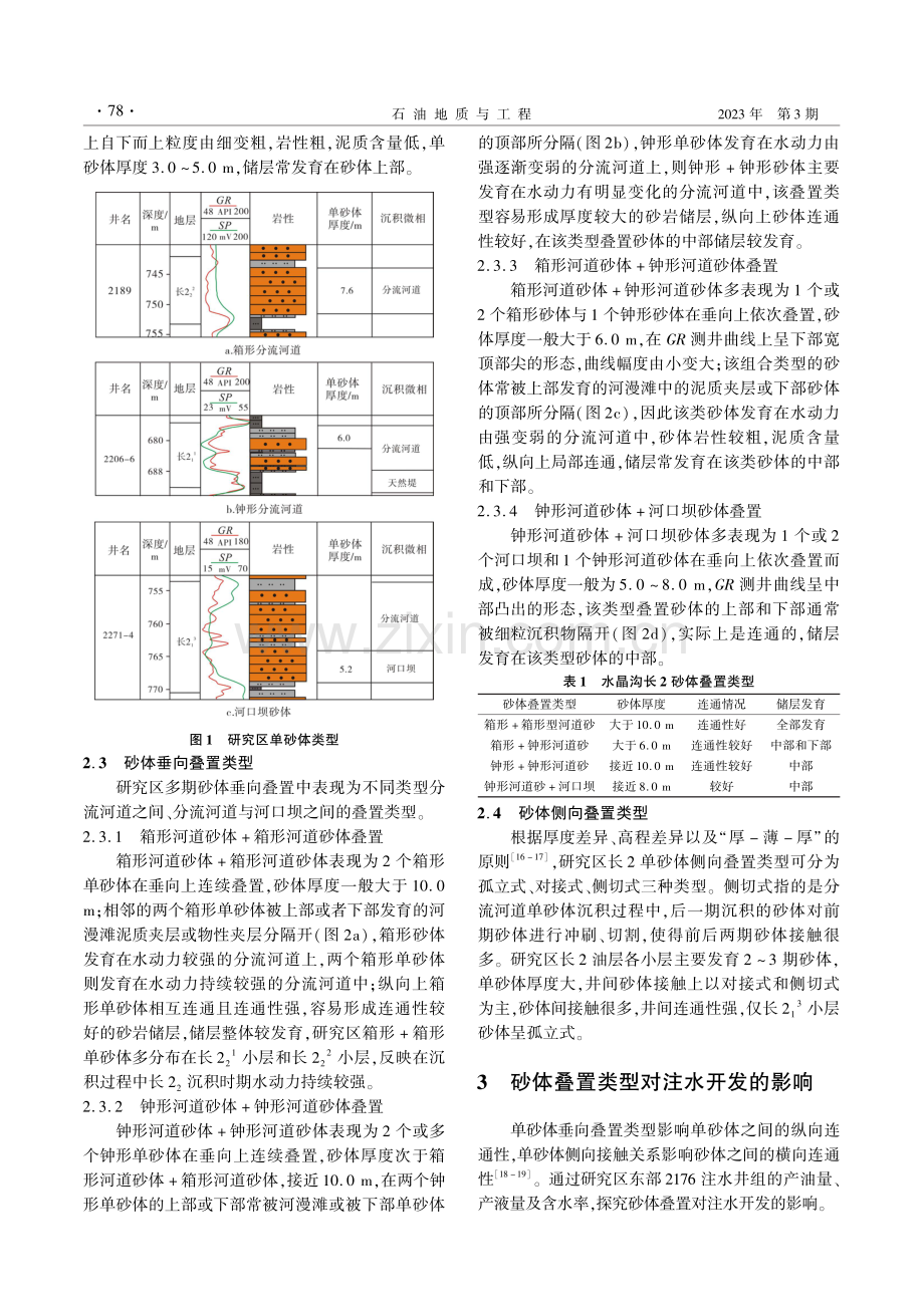 瓦窑堡油田水晶沟区长2油层...体叠置及其对注水开发的影响_田正兰.pdf_第3页