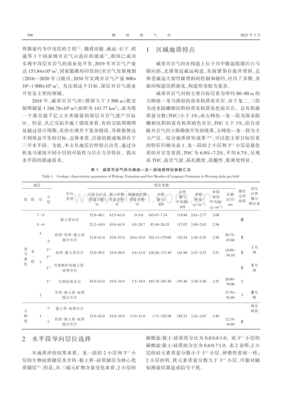 威荣深层页岩气田水平段安全提速技术对策_兰凯.pdf_第2页