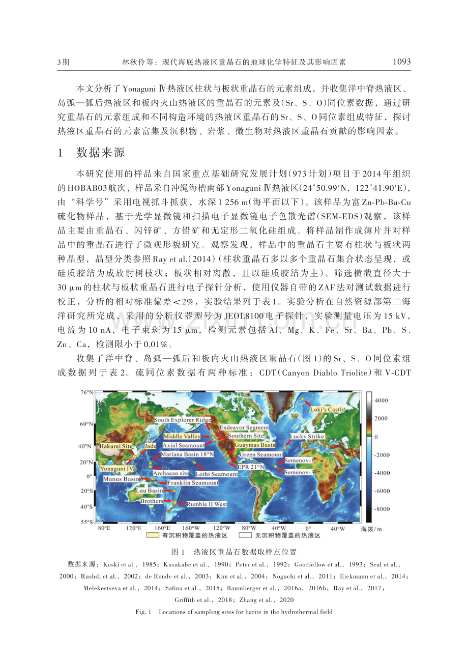 现代海底热液区重晶石的地球化学特征及其影响因素.pdf_第3页