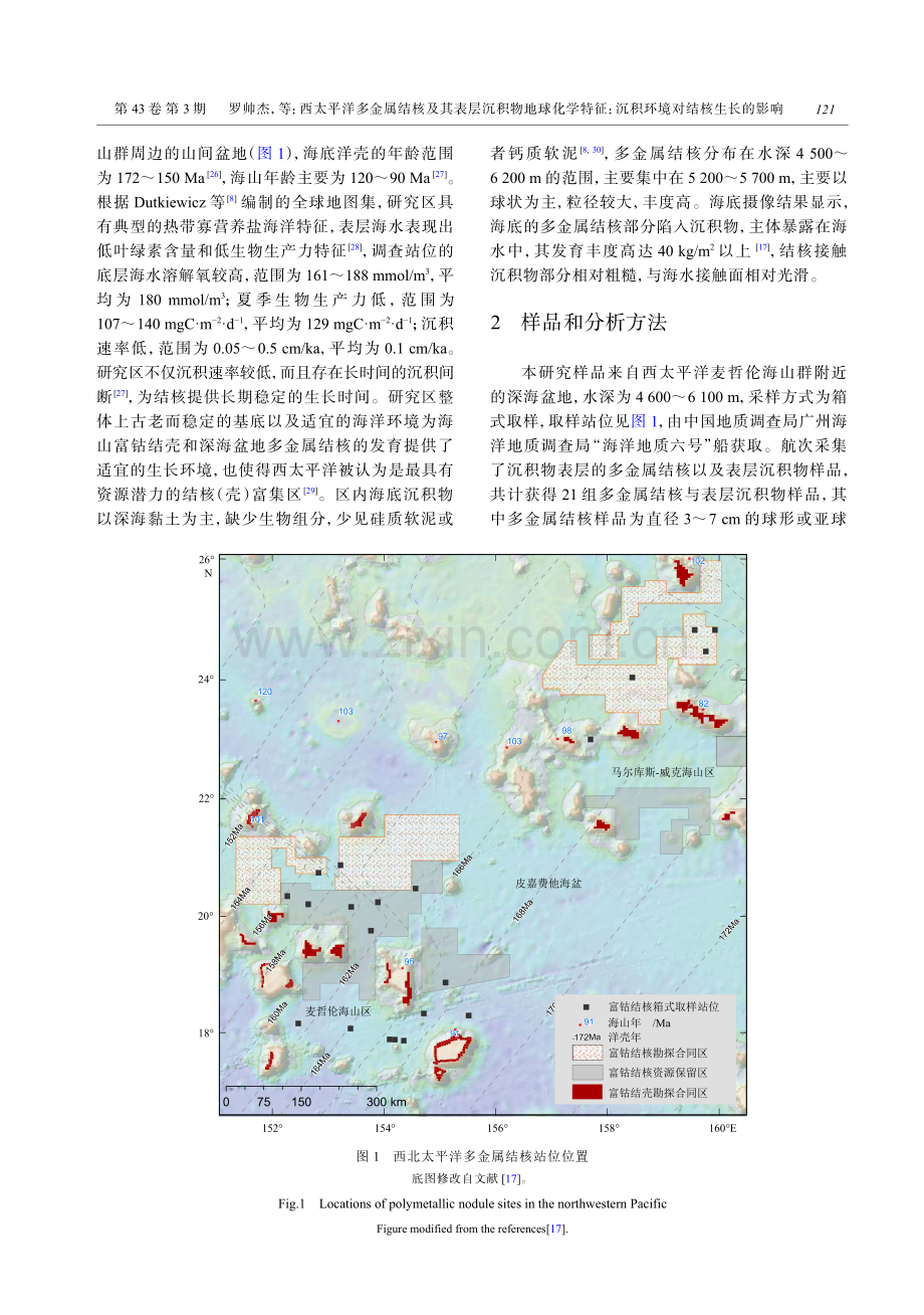 西太平洋多金属结核及其表层沉积物地球化学特征：沉积环境对结核生长的影响.pdf_第3页