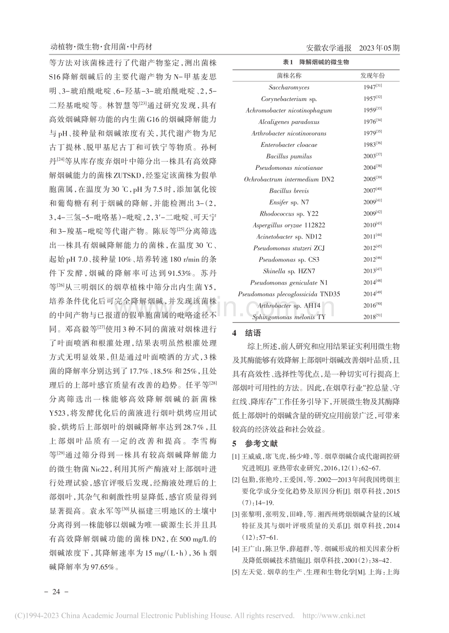 微生物降解烟叶烟碱研究应用进展_李晨虎.pdf_第3页