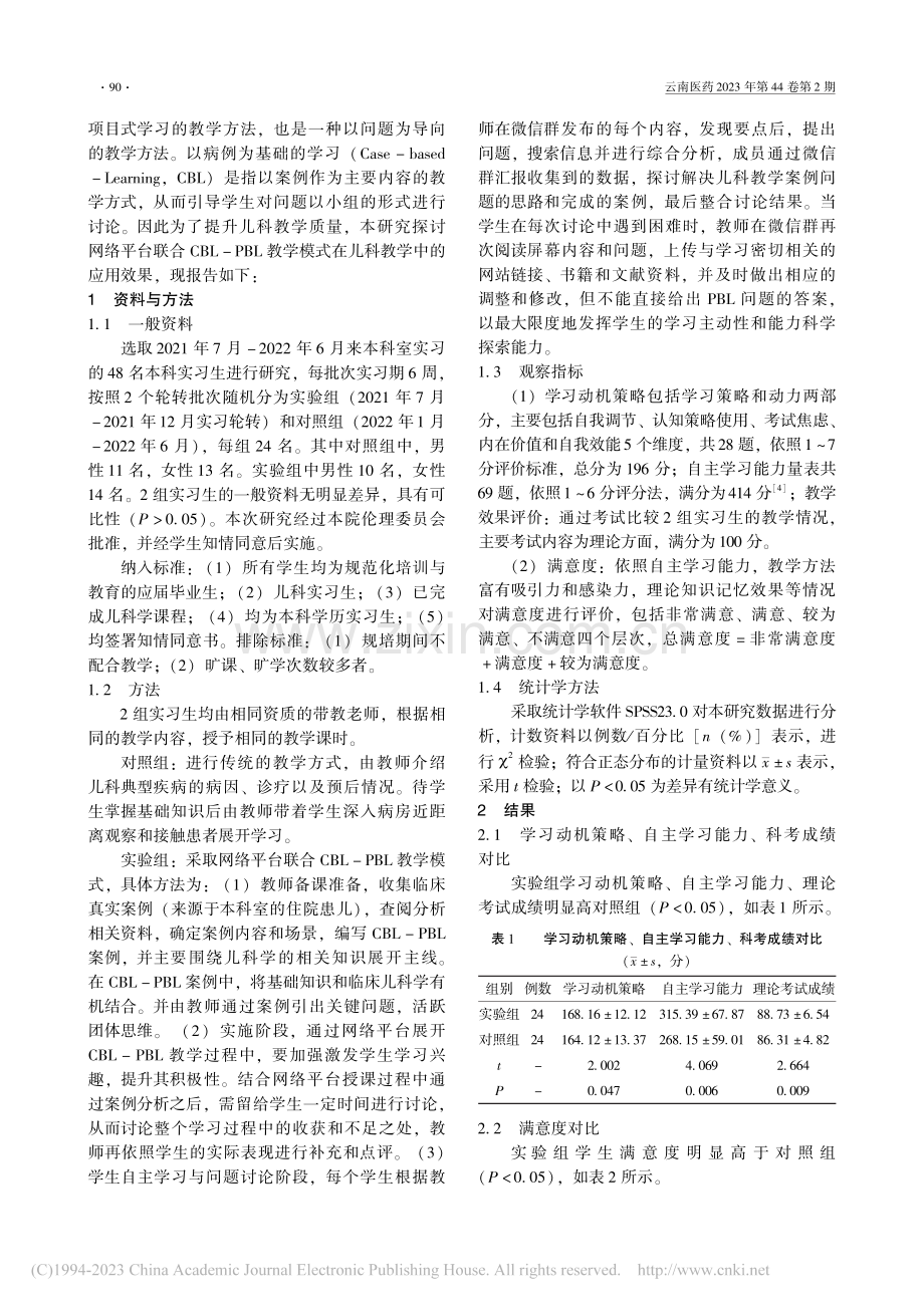 网络平台联合CBL-PBL...模式在儿科教学中的应用效果_华孝真.pdf_第2页